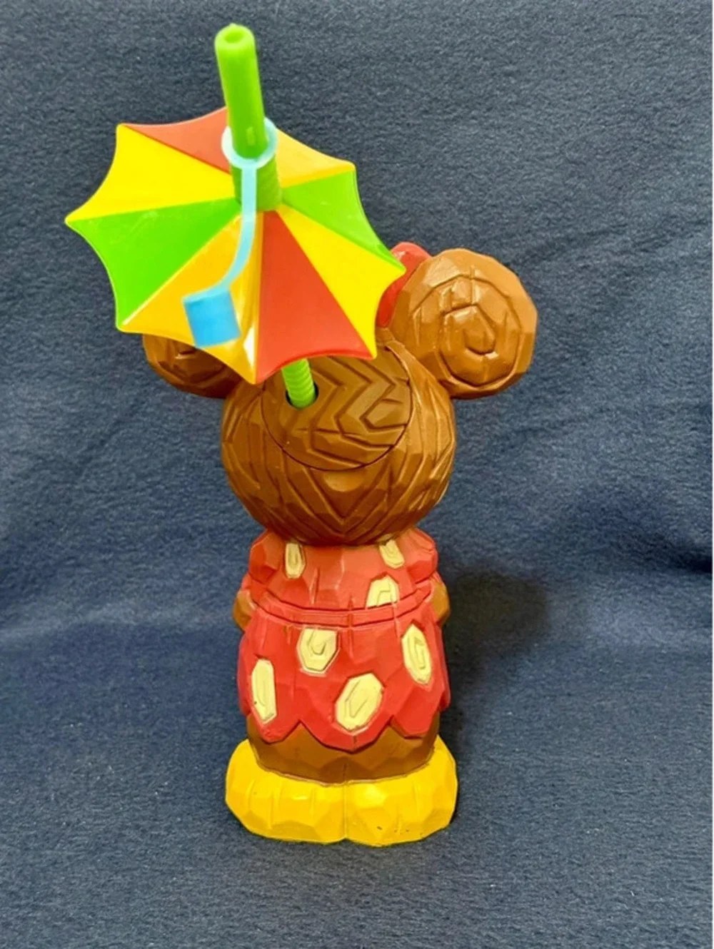 Vintage Tropical Minnie Mouse Water Bottle with Straw & Umbrella